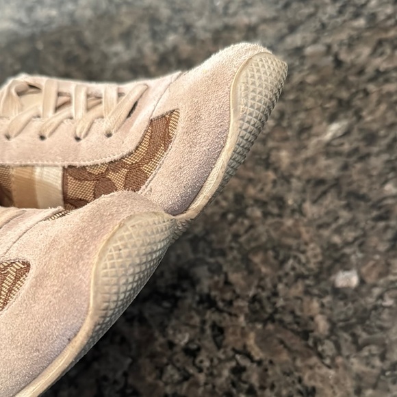 Coach Tan and Brown Monogram Suede Sneakers 8 - Picture 9 of 15